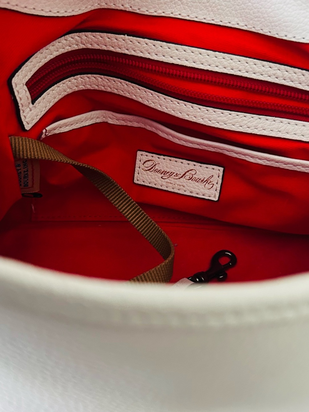 Dooney & Bourke Belvedere Medium Logo White Cream Satchel with Gold Accents - Picture 11 of 16